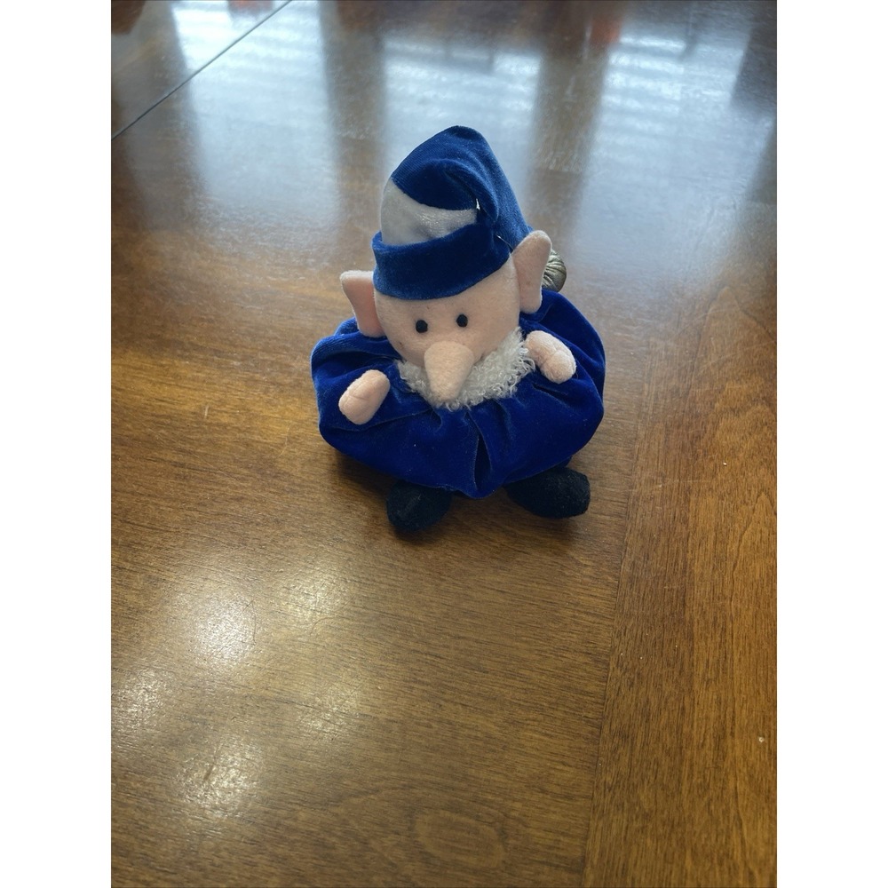 Vintage Windsor Collection Plush Wizard Gnome Beanie Blue Velvet 5" Sears Rare!